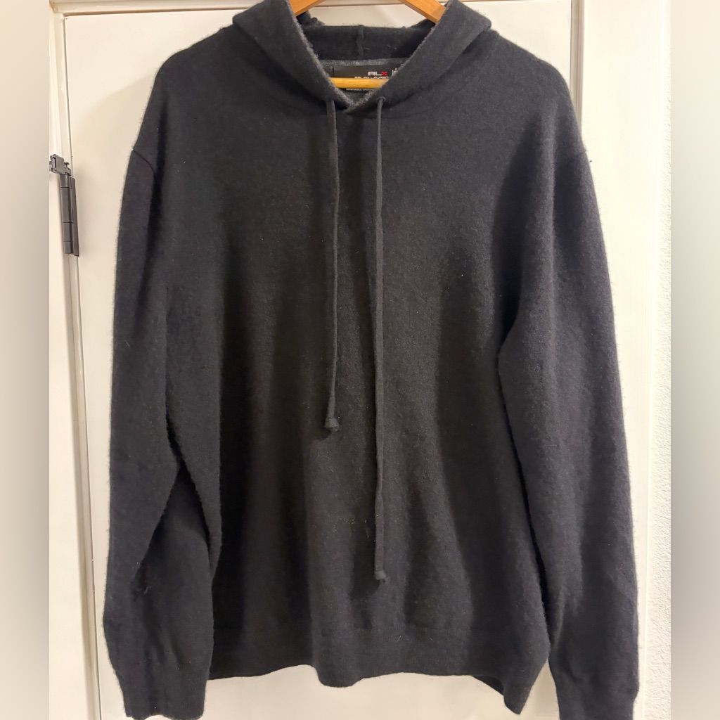 Rlx Ralph Lauren Cashmere Men's Black Hoodie Golf Sweater